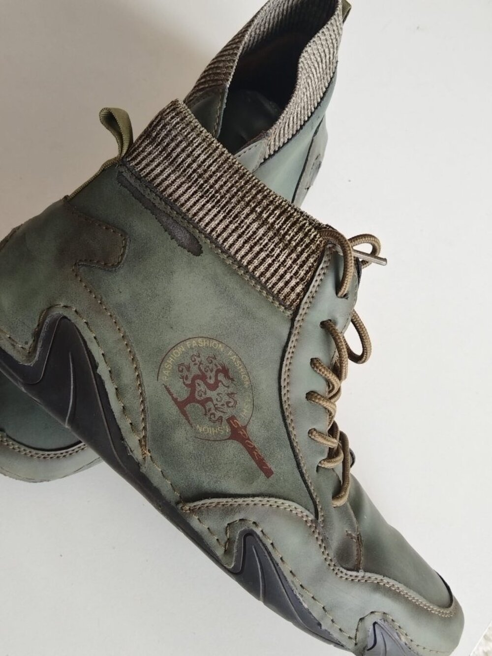 Mens Fashion Sport Olive Green Casual Ankle Boots High Top Sneakers Size 42
